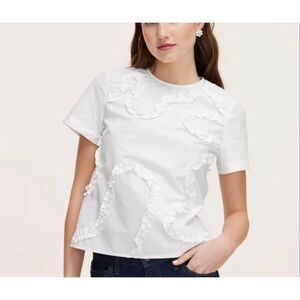 Kate Spade x Target White Ribbon Ruffle Short Sleeve Top XS NEW